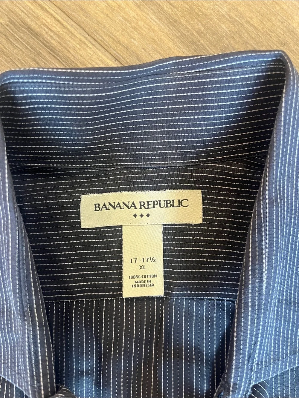 Banana Republic Men's Navy Pinstripe Dress Shirt